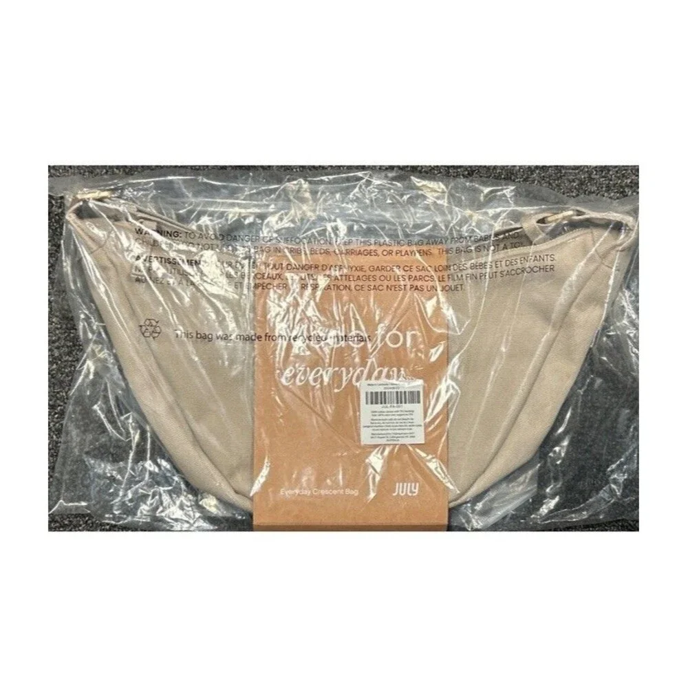 NWT July Everyday Crescent Bag Canvas Purse Taupe Khaki Crossbody Sling